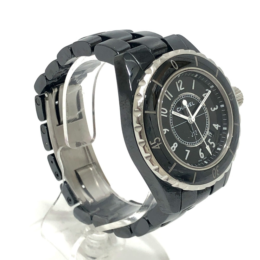 CHANEL H0682 J12 Quartz Watch Date Round Face 33MM Ceramic Ladies Black Wristwatch
