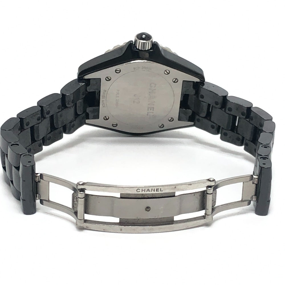 CHANEL H0682 J12 Quartz Watch Date Round Face 33MM Ceramic Ladies Black Wristwatch