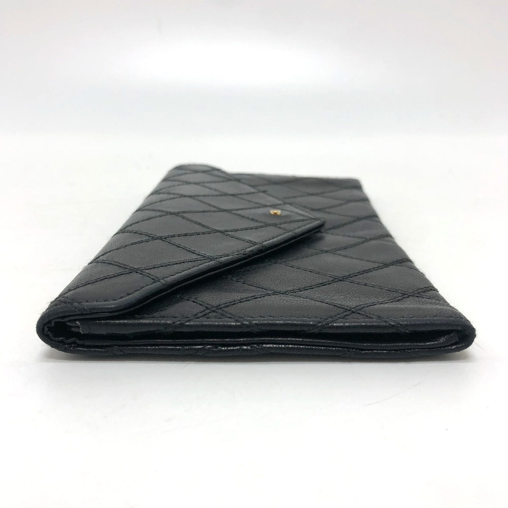CHANEL マトラッセ 財布 ロングウォレット 小物 フラップウォレット 長財布 ラムスキン レディース ブラック