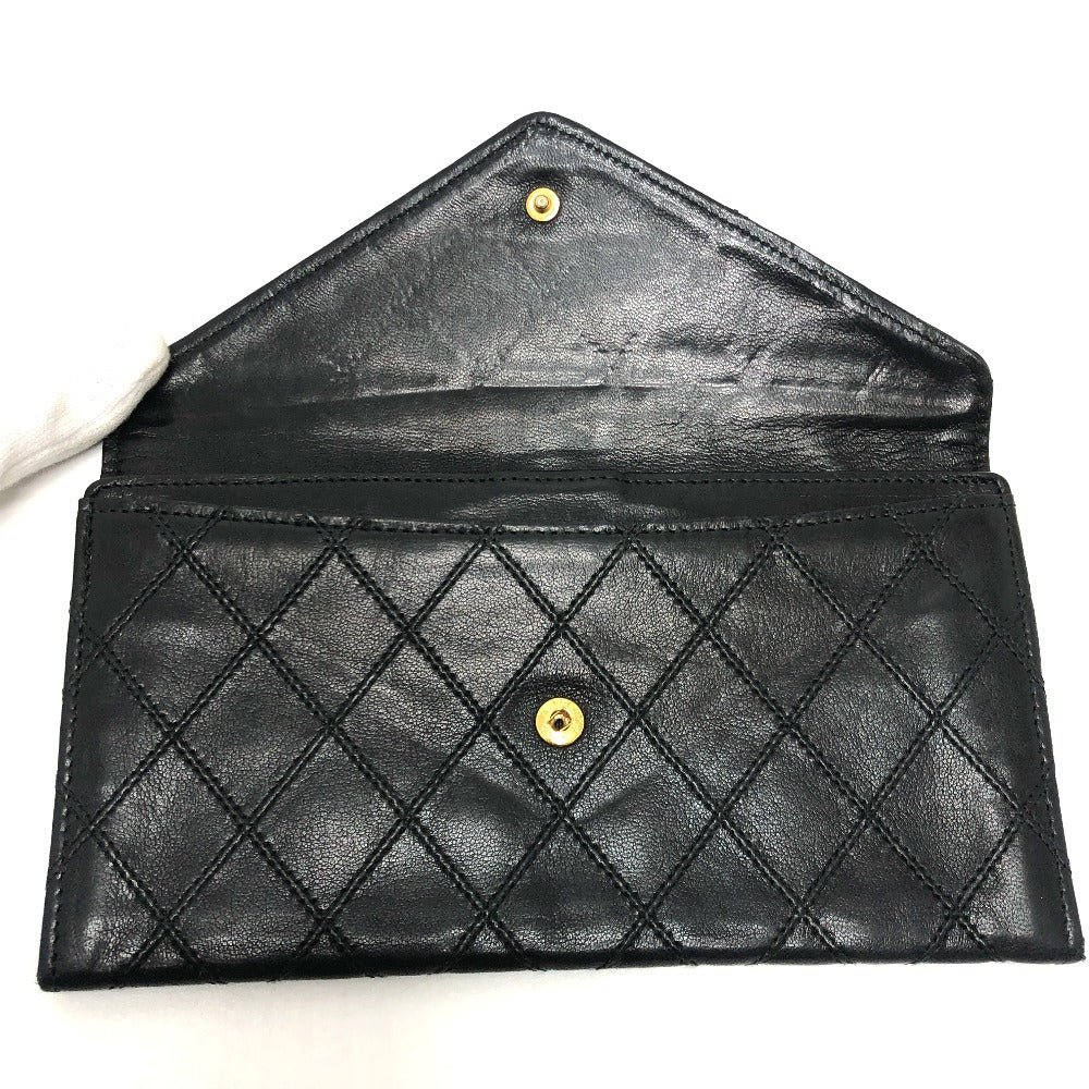 CHANEL マトラッセ 財布 ロングウォレット 小物 フラップウォレット 長財布 ラムスキン レディース ブラック
