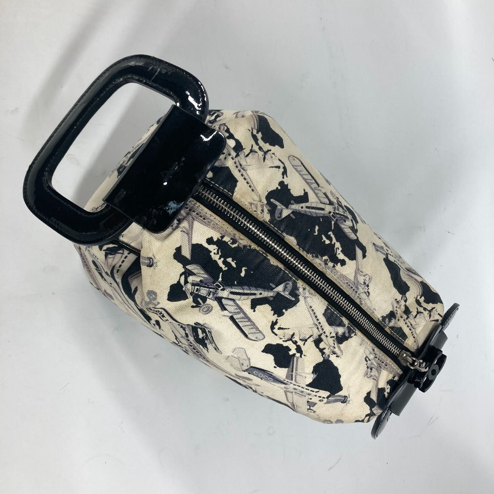 CHANEL ロゴ 飛行機 エアライン カバン ポーチ ハンドバッグ キャンバス レディース ブラック - brandshop-reference
