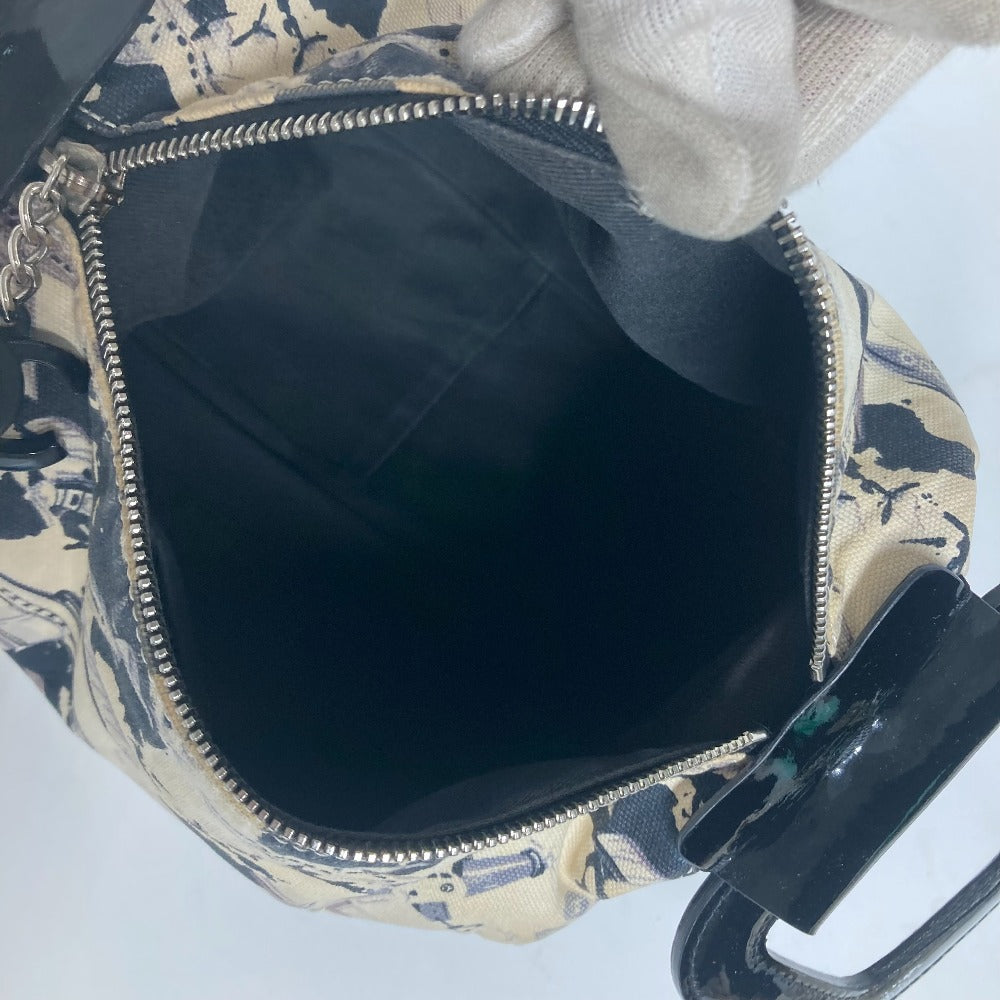 CHANEL ロゴ 飛行機 エアライン カバン ポーチ ハンドバッグ キャンバス レディース ブラック - brandshop-reference