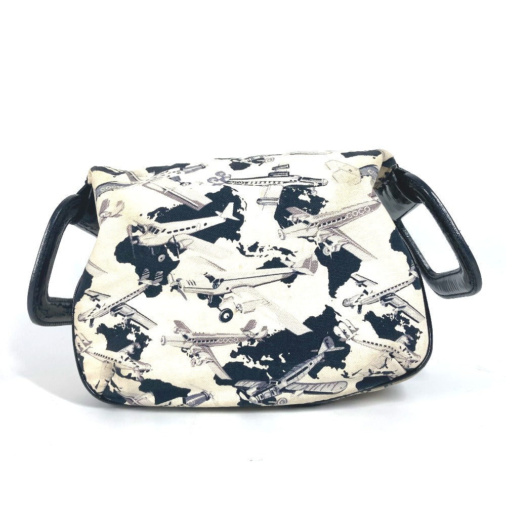 CHANEL ロゴ 飛行機 エアライン カバン ポーチ ハンドバッグ キャンバス レディース ブラック - brandshop-reference
