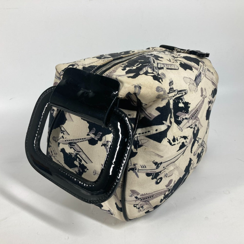 CHANEL ロゴ 飛行機 エアライン カバン ポーチ ハンドバッグ キャンバス レディース ブラック - brandshop-reference