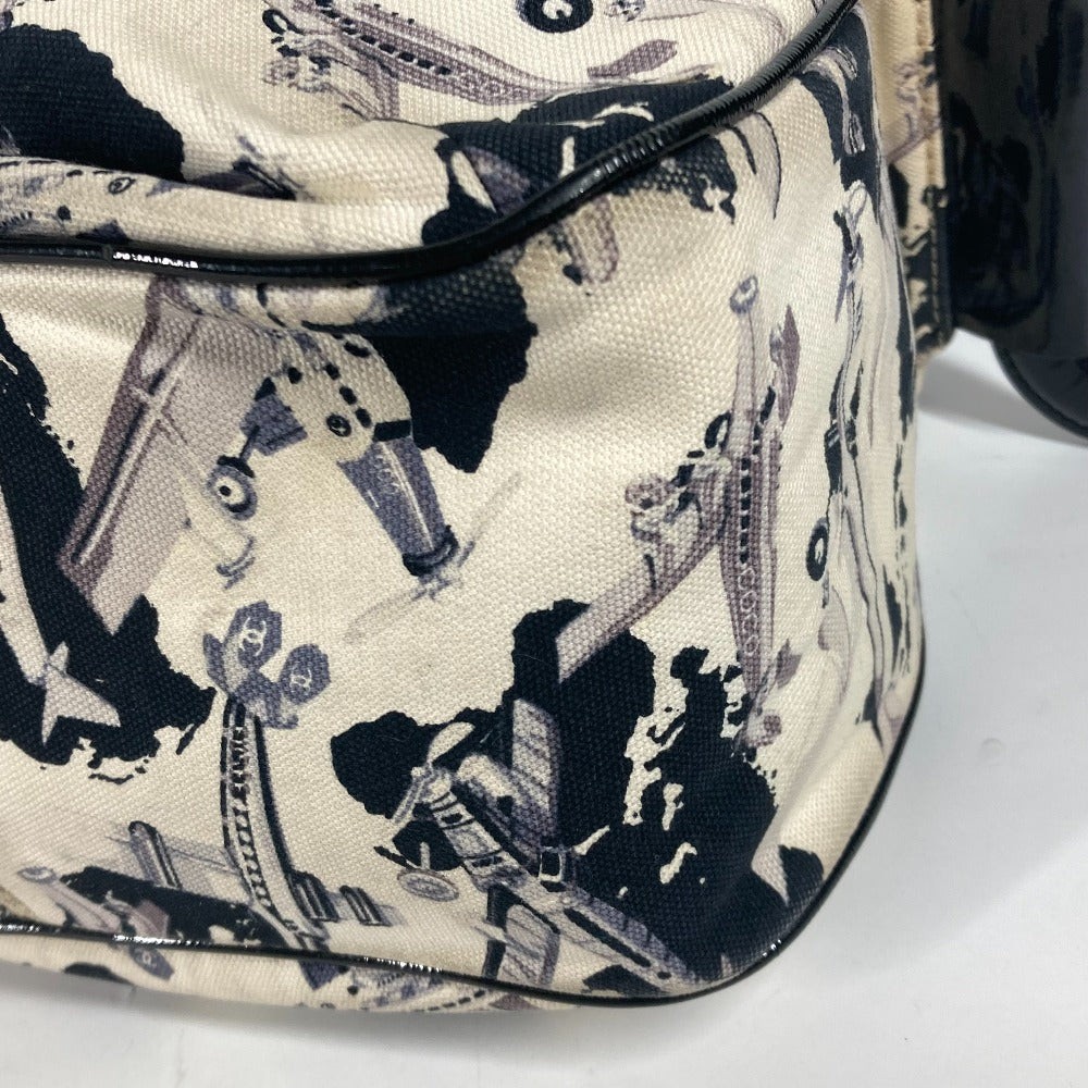 CHANEL ロゴ 飛行機 エアライン カバン ポーチ ハンドバッグ キャンバス レディース ブラック - brandshop-reference