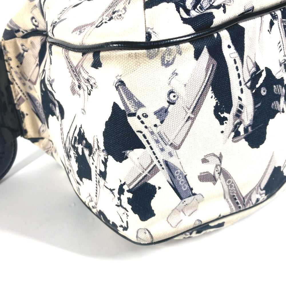 CHANEL ロゴ 飛行機 エアライン カバン ポーチ ハンドバッグ キャンバス レディース ブラック - brandshop-reference