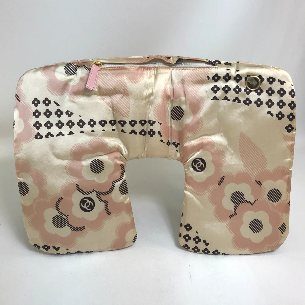 CHANEL Camellia Eye Mask Pouch and Pillow Set, Travel Case, Nylon, Women's, Pink