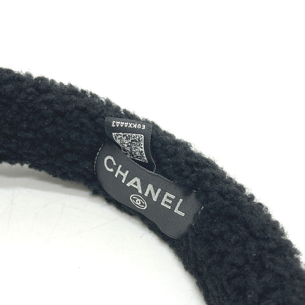 CHANEL 25B デカココ ココマーク バイカラー アパレル小物 イヤーマフ ファー レディース ブラック