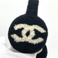 CHANEL 25B デカココ ココマーク バイカラー アパレル小物 イヤーマフ ファー レディース ブラック