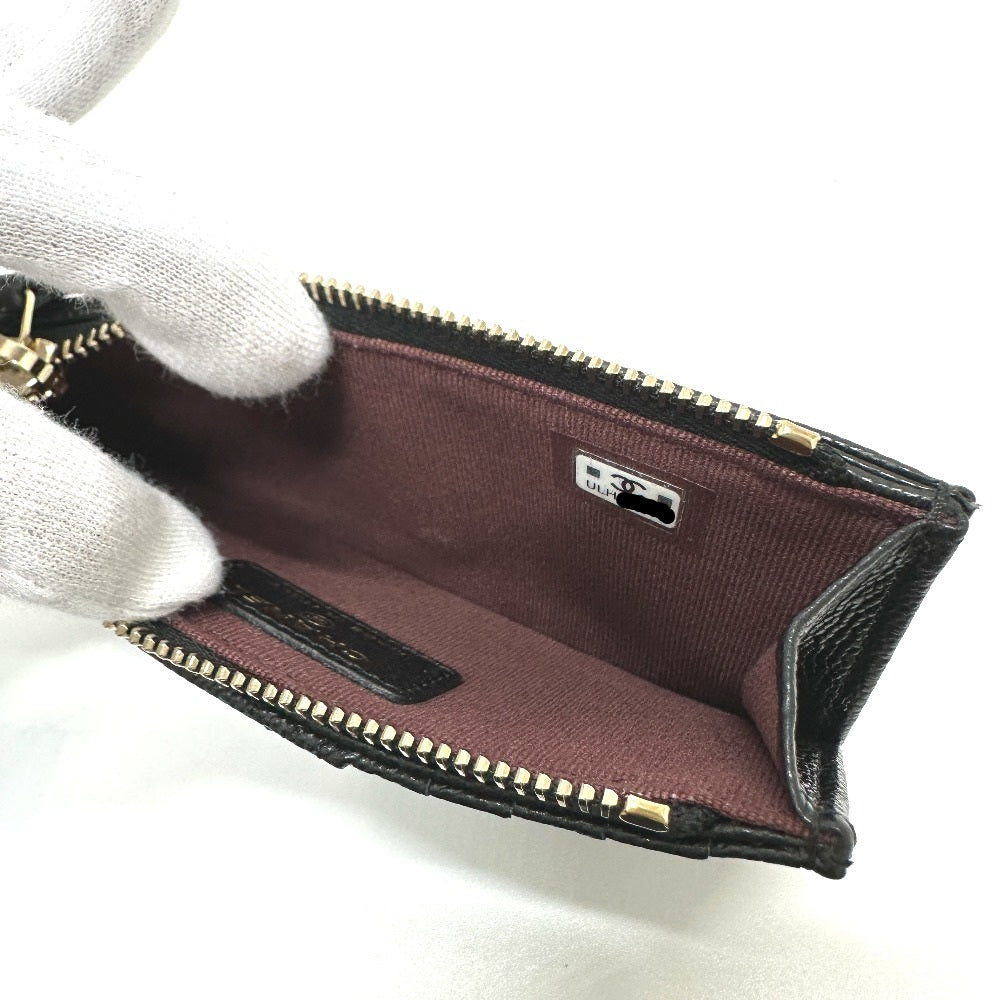 CHANEL AP2570 フラグメントケース ココマーク マトラッセ クラシック ジップ カードケース 財布 小銭入れ コインケース キャビアスキン レディース ブラック