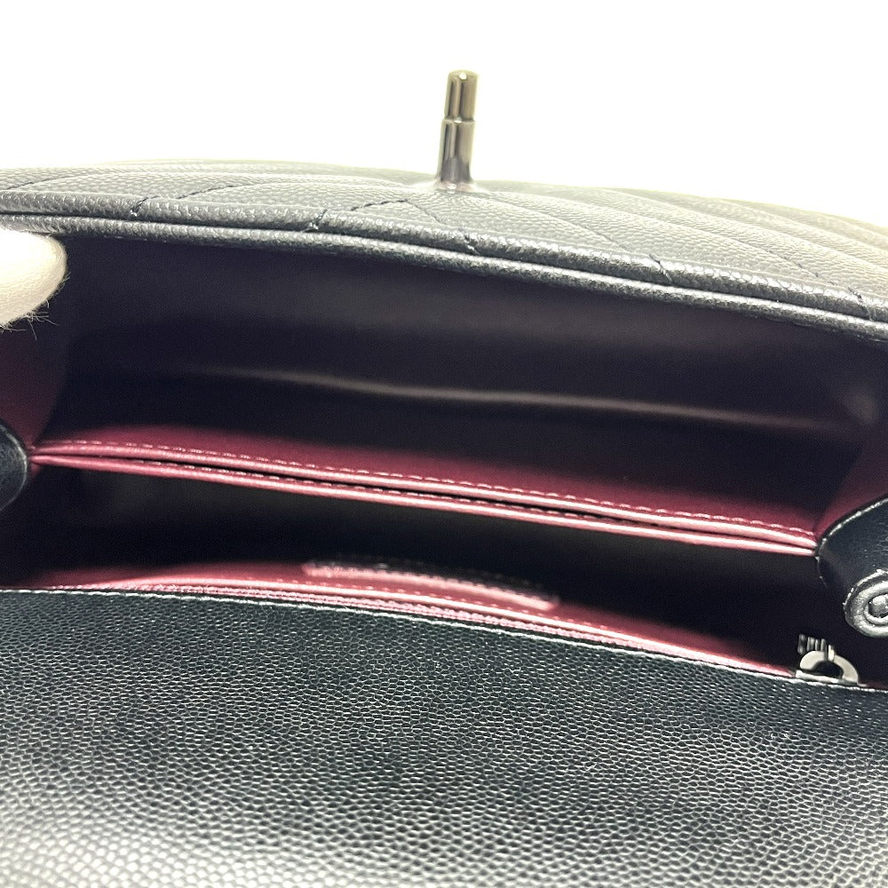CHANEL シェブロン Vステッチ ココハンドルXS ソーブラック 2WAY カバン バッグ ショルダーバッグ ハンドバッグ キャビアスキン レディース ブラック