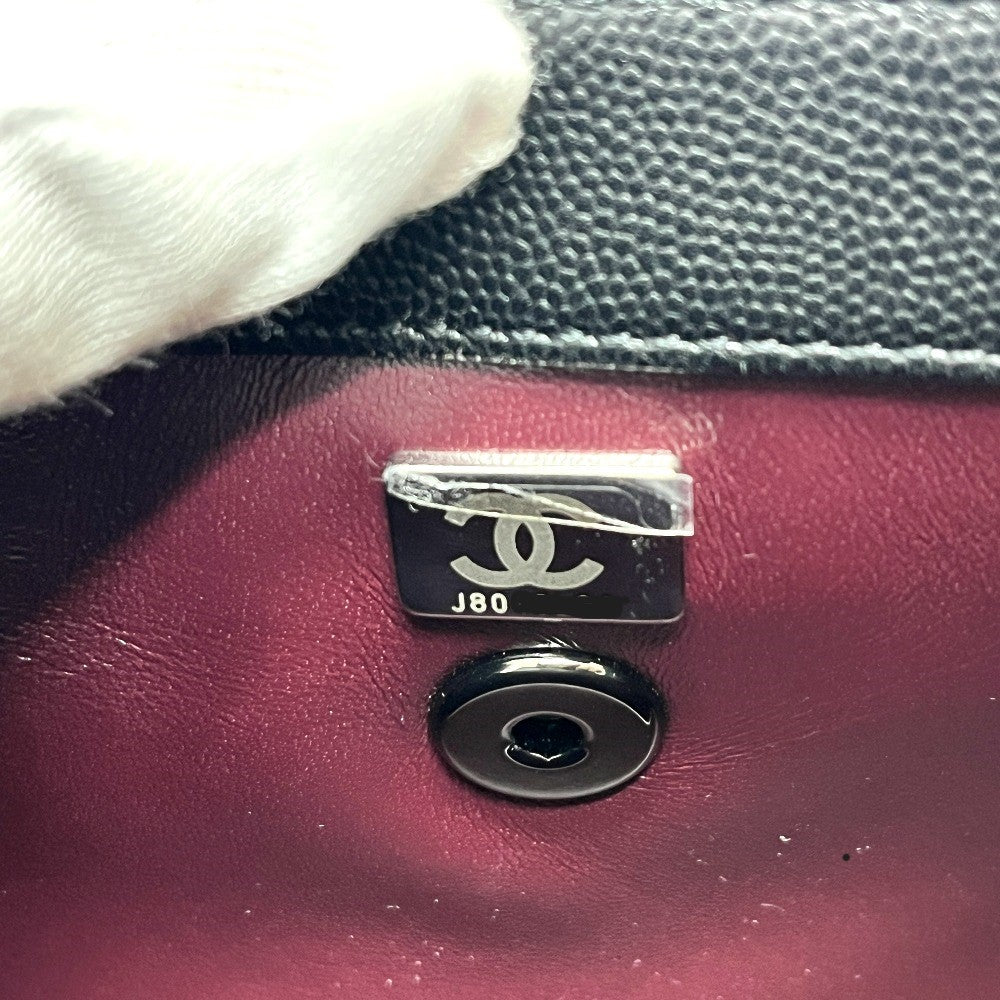CHANEL シェブロン Vステッチ ココハンドルXS ソーブラック 2WAY カバン バッグ ショルダーバッグ ハンドバッグ キャビアスキン レディース ブラック
