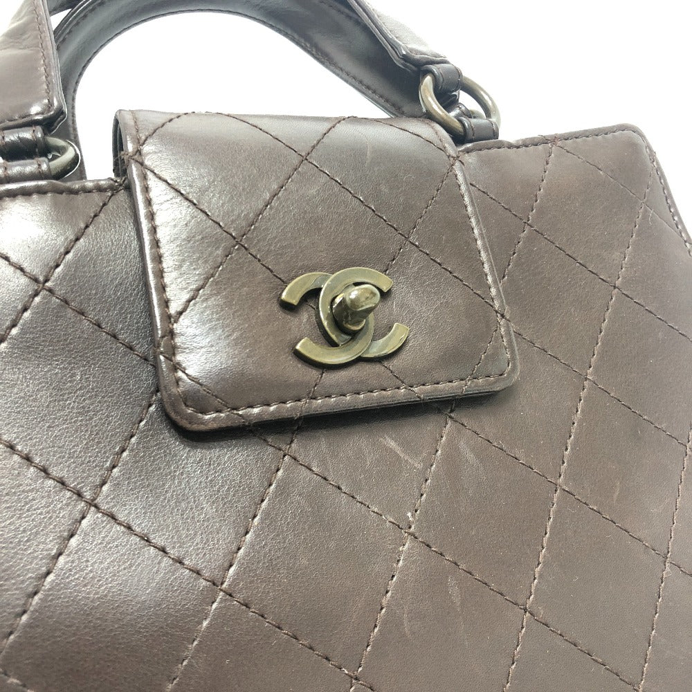 CHANEL Matelasse Turn lock Handbag Bag Backpack Hand Bag Calfskin Brown Used
