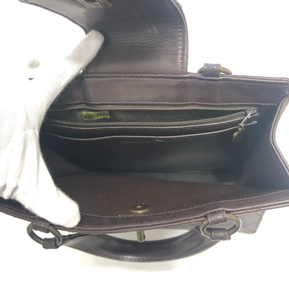 CHANEL Matelasse Turn lock Handbag Bag Backpack Hand Bag Calfskin Brown Used