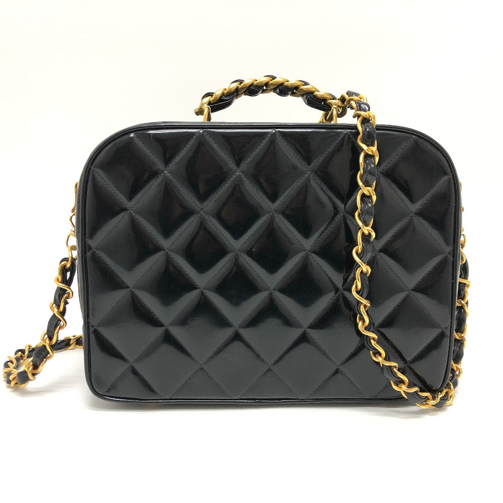 CHANEL マトラッセ バニティ 2WAY カバン 肩掛け 斜め掛け ハンドバッグ エナメル レディース ブラック