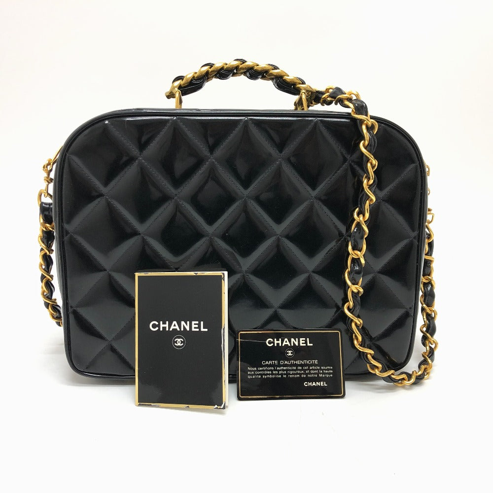 CHANEL マトラッセ バニティ 2WAY カバン 肩掛け 斜め掛け ハンドバッグ エナメル レディース ブラック