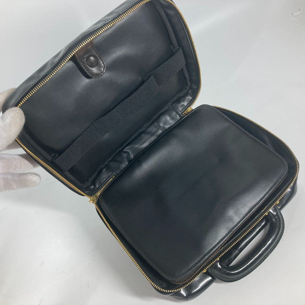 CHANEL ヴィンテージ CC ココマーク ハンドバッグ カバン バニティバッグ エナメル レディース ブラック