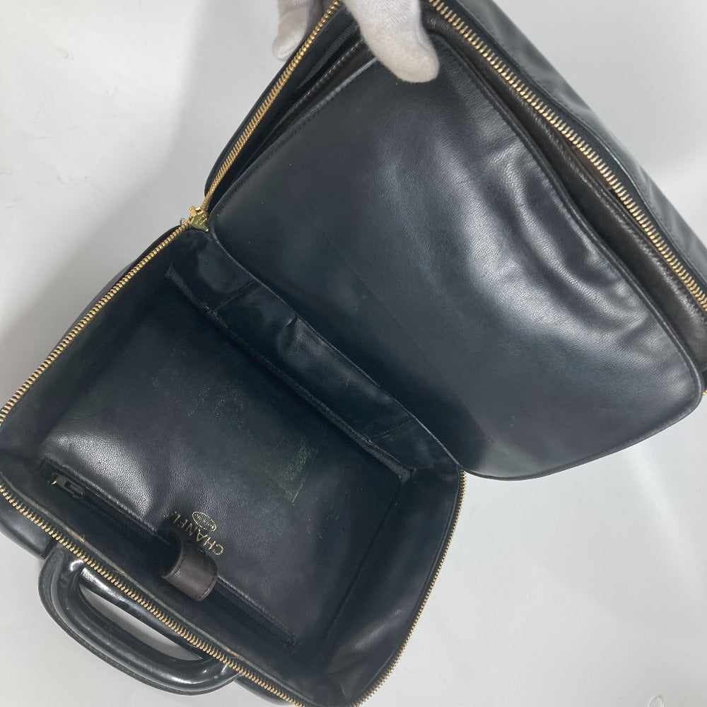 CHANEL ヴィンテージ CC ココマーク ハンドバッグ カバン バニティバッグ エナメル レディース ブラック