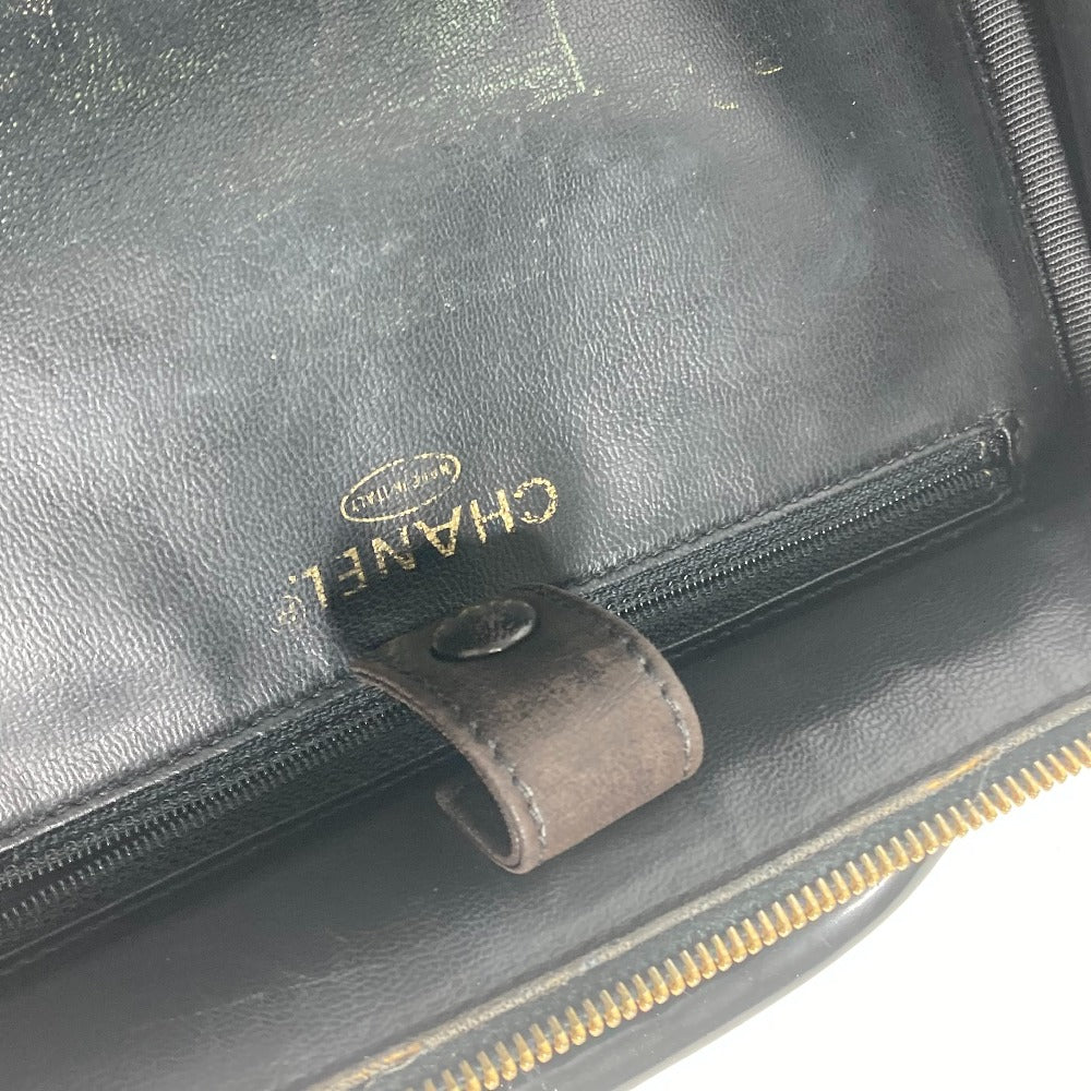 CHANEL ヴィンテージ CC ココマーク ハンドバッグ カバン バニティバッグ エナメル レディース ブラック