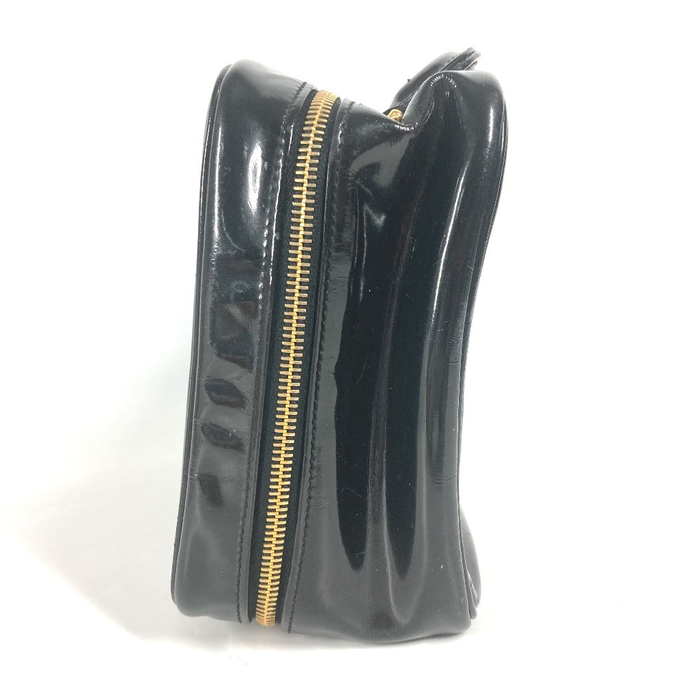 CHANEL ヴィンテージ CC ココマーク ハンドバッグ カバン バニティバッグ エナメル レディース ブラック