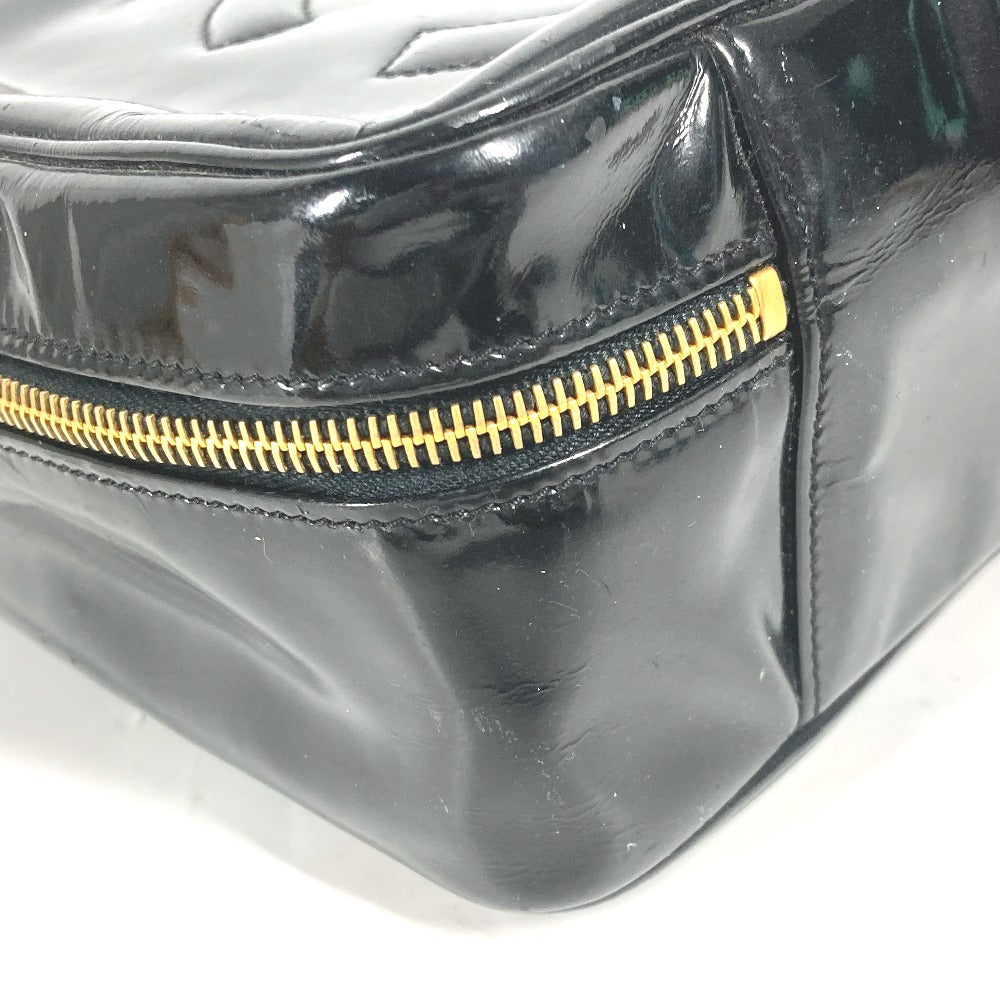 CHANEL ヴィンテージ CC ココマーク ハンドバッグ カバン バニティバッグ エナメル レディース ブラック
