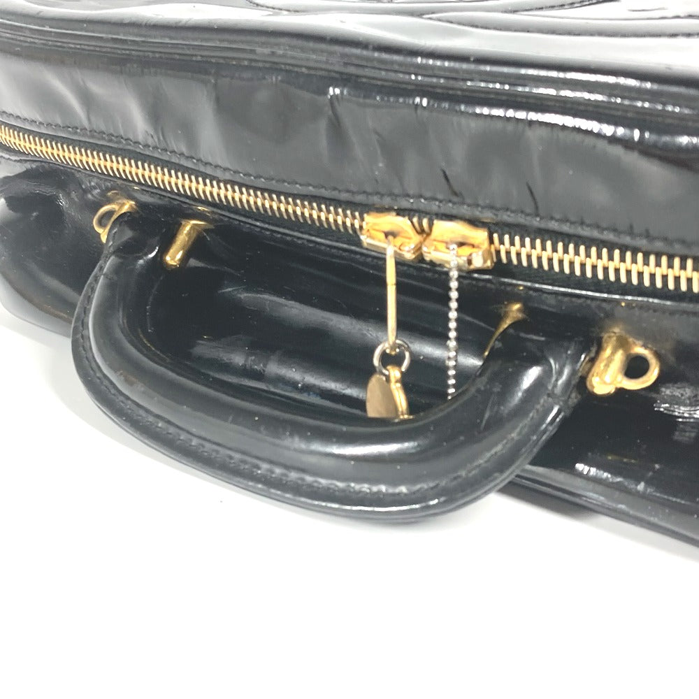 CHANEL ヴィンテージ CC ココマーク ハンドバッグ カバン バニティバッグ エナメル レディース ブラック