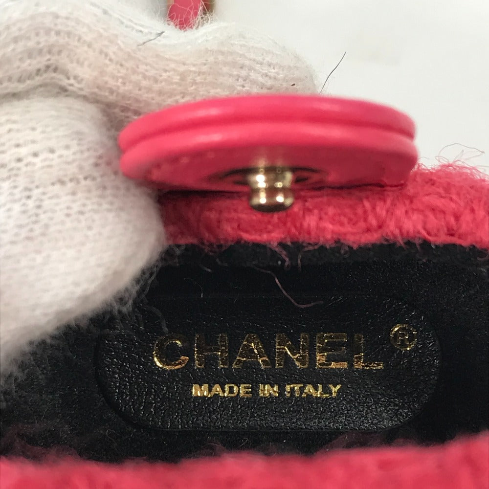 CHANEL アップル apple ポーチ airpodsケース エアポッズ チェーン付き イヤフォンケース ツイード レディース ピンク