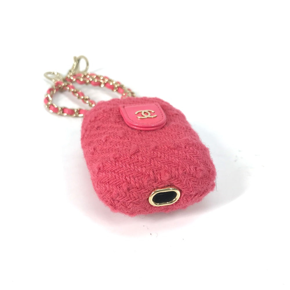 CHANEL アップル apple ポーチ airpodsケース エアポッズ チェーン付き イヤフォンケース ツイード レディース ピンク
