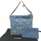 CHANEL AS3260 Chanel 22 Matelasse with medal charm Small Hobo Shoulder Bag Bag Shoulder Bag Denim blue/SilverHardware Used