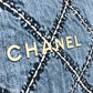 CHANEL AS3260 Chanel 22 Matelasse with medal charm Small Hobo Shoulder Bag Bag Shoulder Bag Denim blue/SilverHardware Used