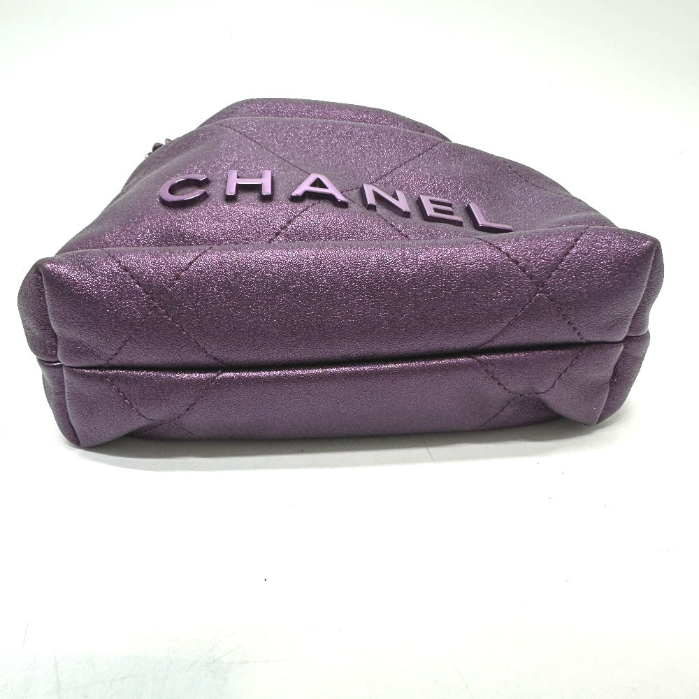 CHANEL AS3980 CHANEL22 ラメ オールパープル 2WAYバッグ チェーンバッグ カバン 肩掛け ショルダーバッグ レザー レディース パープル