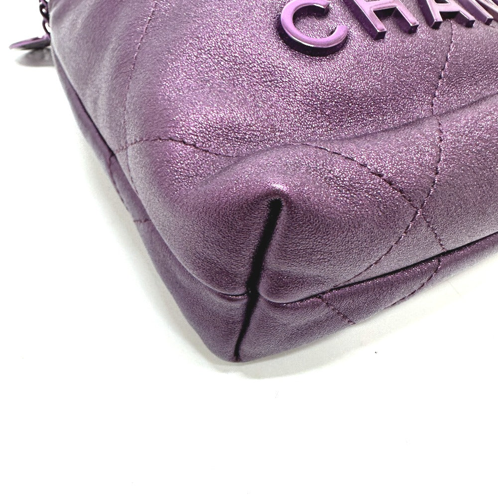 CHANEL AS3980 CHANEL22 ラメ オールパープル 2WAYバッグ チェーンバッグ カバン 肩掛け ショルダーバッグ レザー レディース パープル