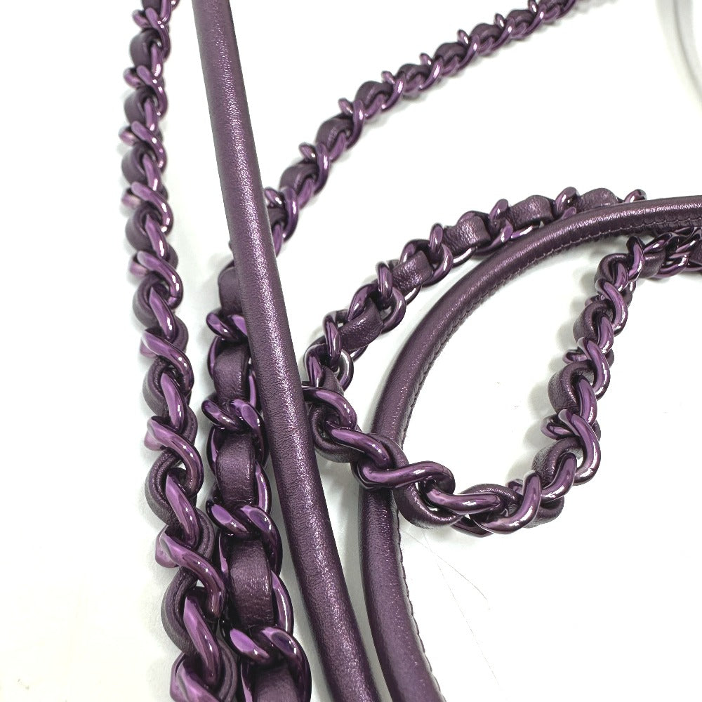 CHANEL AS3980 CHANEL22 ラメ オールパープル 2WAYバッグ チェーンバッグ カバン 肩掛け ショルダーバッグ レザー レディース パープル