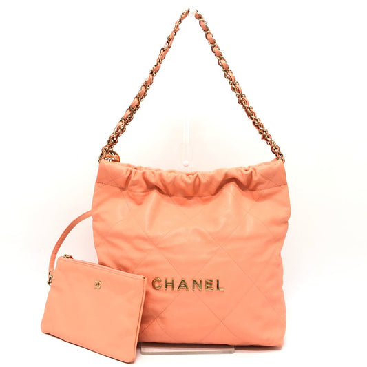 CHANEL AS3260 マトラッセ シャネル22 スモール カバン ハンドバッグ チェーン ショルダーバッグ キャビアスキン レディース コーラルピンク ピンク