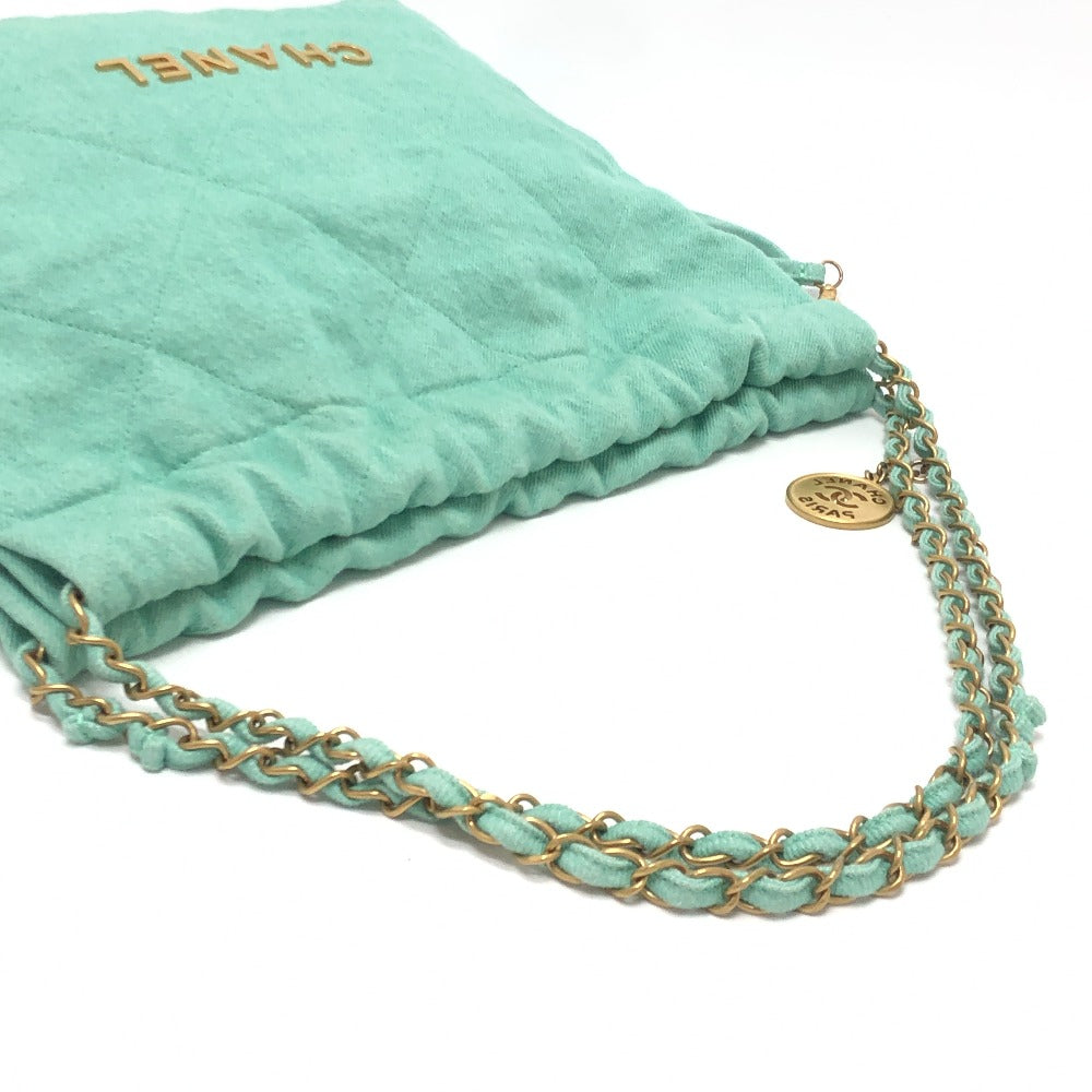 CHANEL AS3260 Matelasse Chanel 22 Small Chain Shoulder Bag/Handbag in Denim, Turquoise and Green