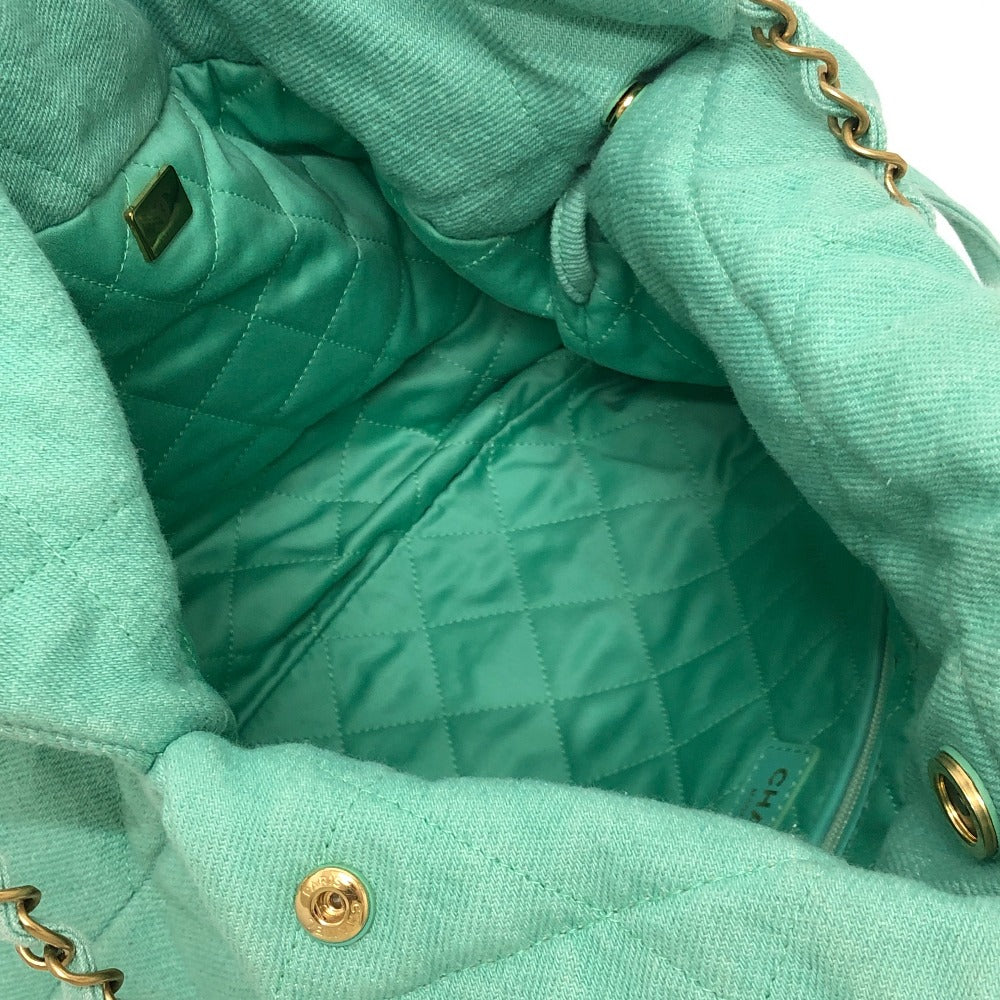 CHANEL AS3260 Matelasse Chanel 22 Small Chain Shoulder Bag/Handbag in Denim, Turquoise and Green