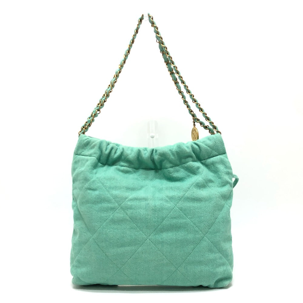 CHANEL AS3260 Matelasse Chanel 22 Small Chain Shoulder Bag/Handbag in Denim, Turquoise and Green