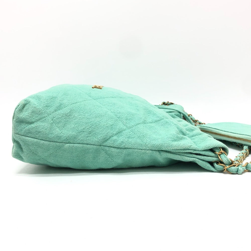 CHANEL AS3260 Matelasse Chanel 22 Small Chain Shoulder Bag/Handbag in Denim, Turquoise and Green