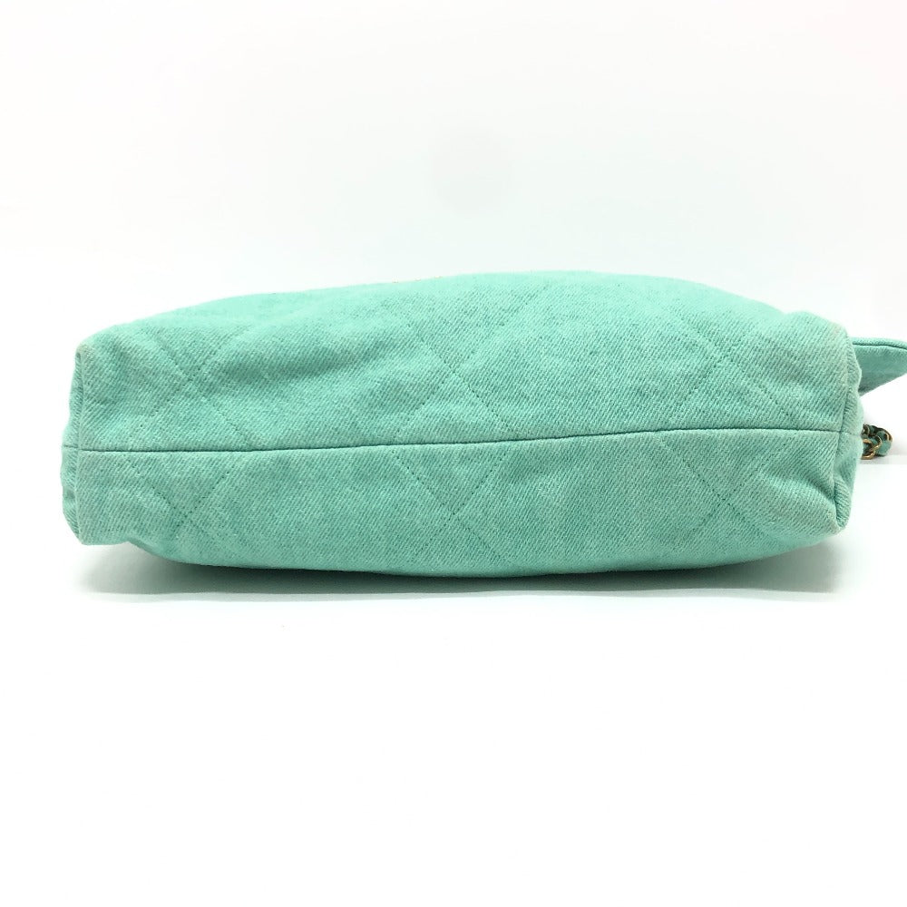CHANEL AS3260 Matelasse Chanel 22 Small Chain Shoulder Bag/Handbag in Denim, Turquoise and Green