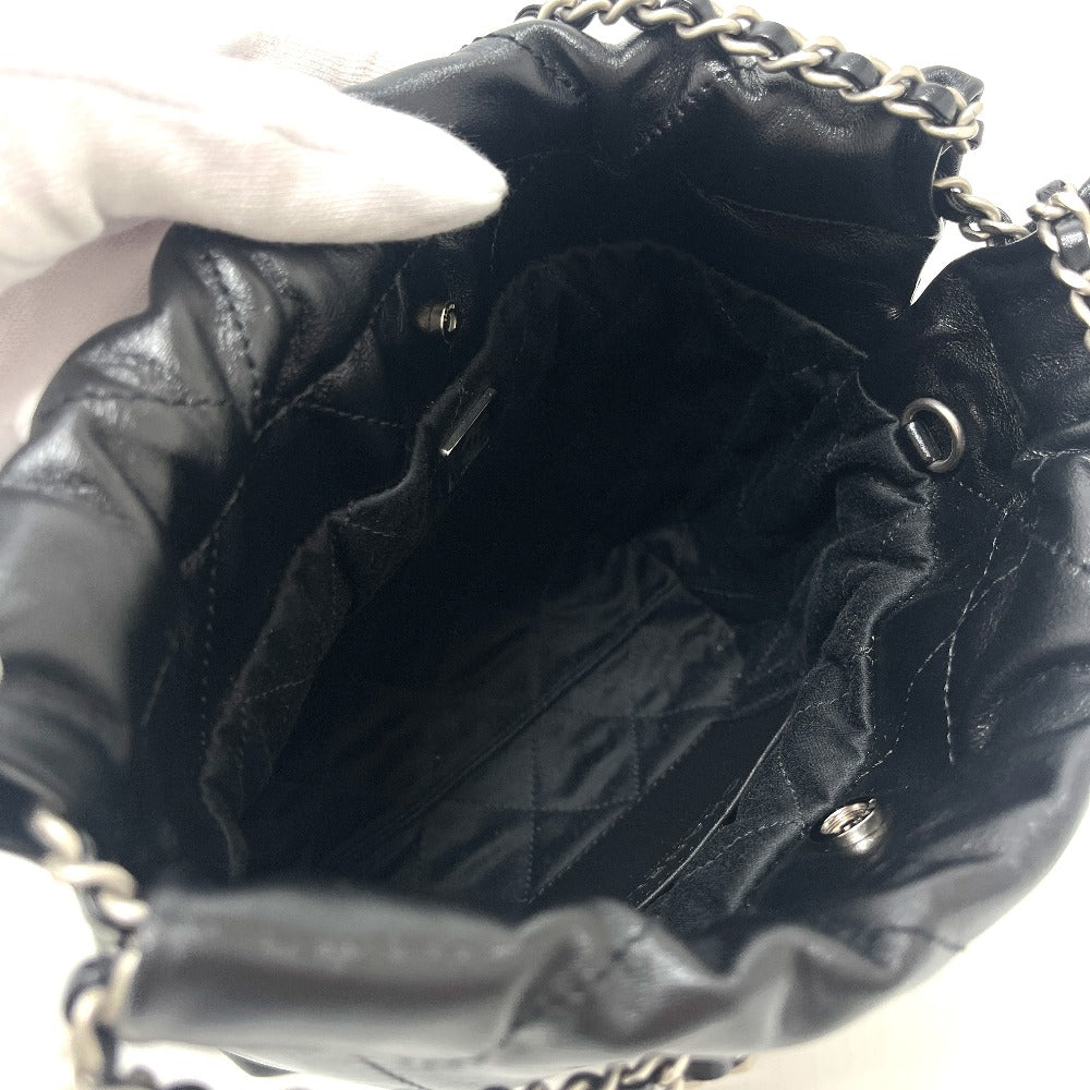 CHANEL AS3980 Chanel 22 Mini 2-Way Chain Bag Shoulder Bag Leather Women's Silver Hardware Black