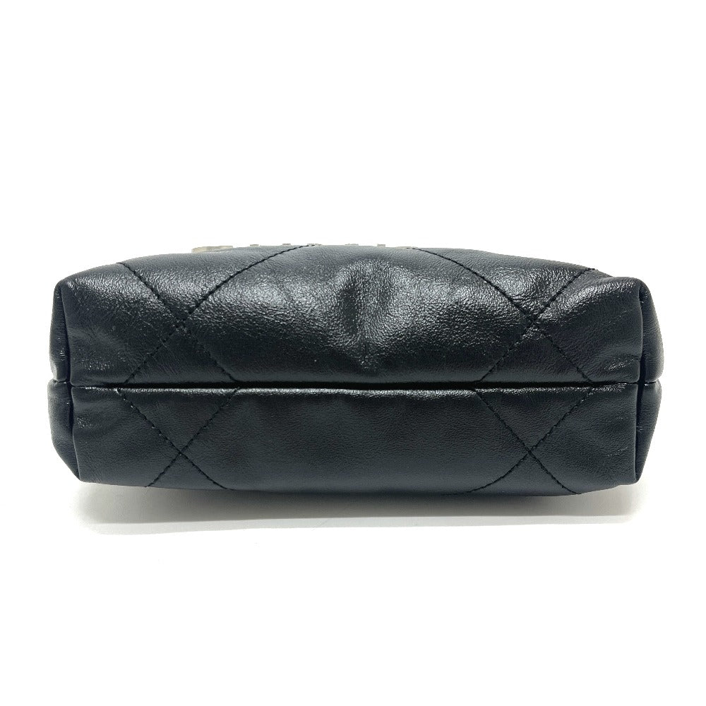 CHANEL AS3980 Chanel 22 Mini 2-Way Chain Bag Shoulder Bag Leather Women's Silver Hardware Black
