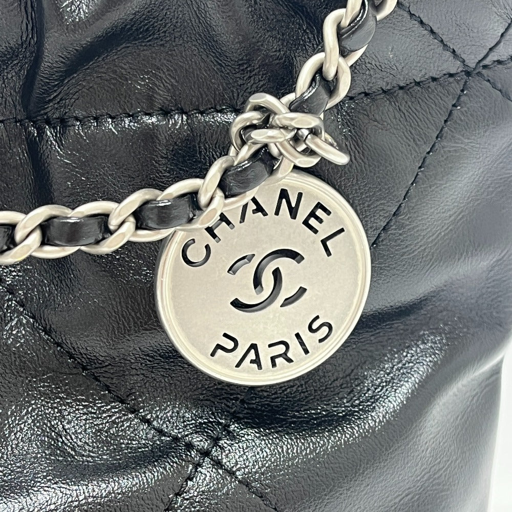 CHANEL AS3980 Chanel 22 Mini 2-Way Chain Bag Shoulder Bag Leather Women's Silver Hardware Black