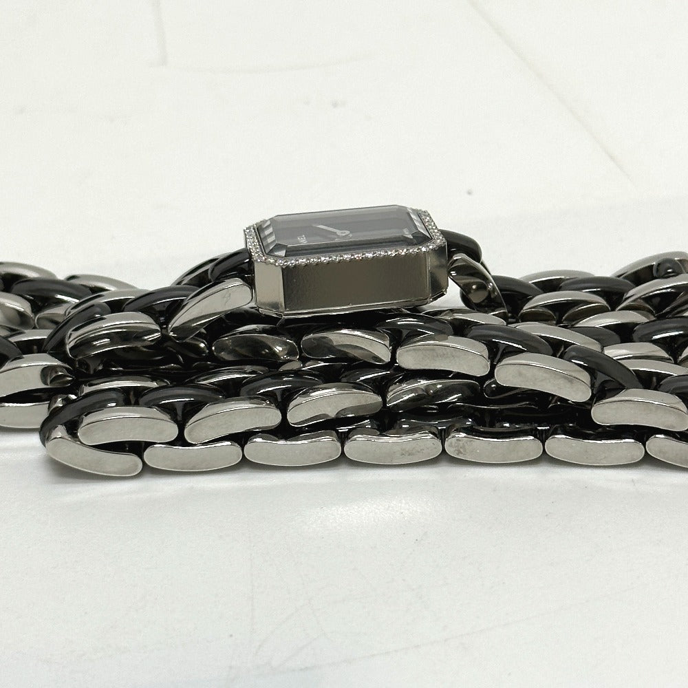 CHANEL H3058 ウォッチ プルミエール トリプルブレスレット ベゼルダイヤ 腕時計 SS レディース ブラック