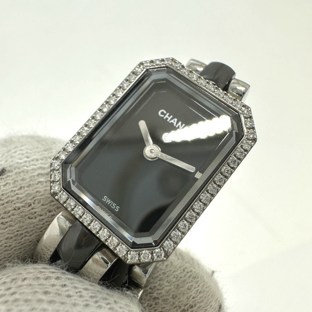 CHANEL H3058 ウォッチ プルミエール トリプルブレスレット ベゼルダイヤ 腕時計 SS レディース ブラック