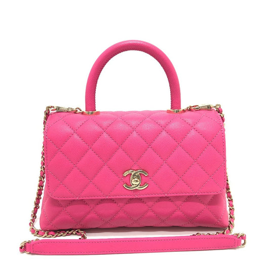 CHANEL A92990 ココハンドル ココハンドルXS ココハンドル XS ココハンドル24 カバン 2WAY ショルダーバッグ 斜め掛け 肩掛け ハンドバッグ キャビアスキン レディース ピンク
