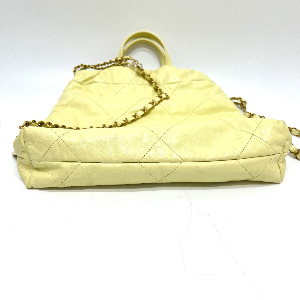 CHANEL CHANEL22 シャネル22 スモール チェーン 2WAY デイパック カバン バッグ リュックサック レザー レディース イエロー