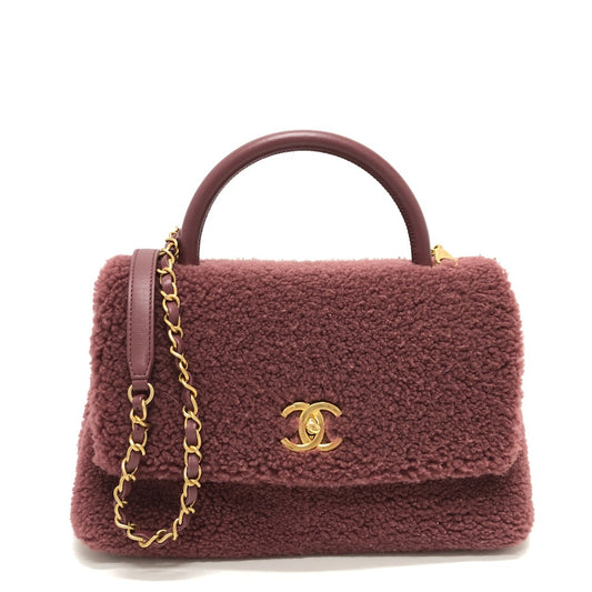 CHANEL ボア ココハンドル 2WAY 2WAYバッグ カバン バッグ ショルダーバッグ ハンドバック 斜め掛け ハンドバッグ ムートン レディース ワインレッド