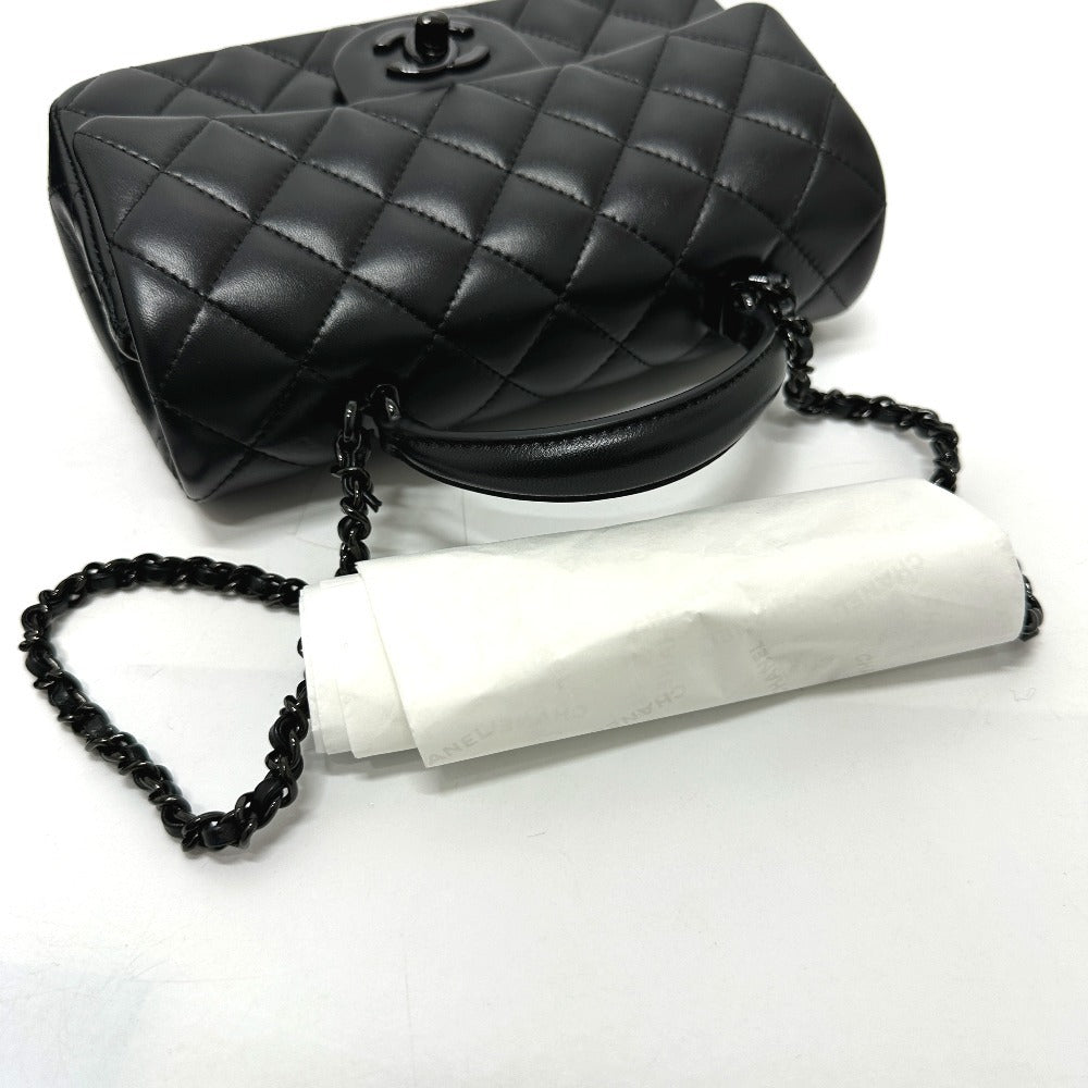 CHANEL マトラッセ 20 マトラッセ20 キルティング CC ココマーク トップハンドル ソーブラック ミニフラップ 2WAYバッグ ショルダーバッグ ハンドバッグ ラムスキン レディース ブラック