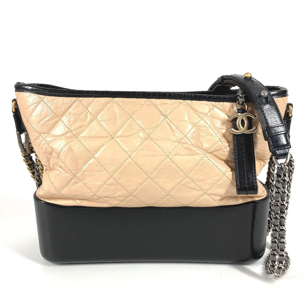 CHANEL A93824 Two-tone Gabriel Matelasse Quilted Crossbody Chain Shoulder Bag in Beige Leather