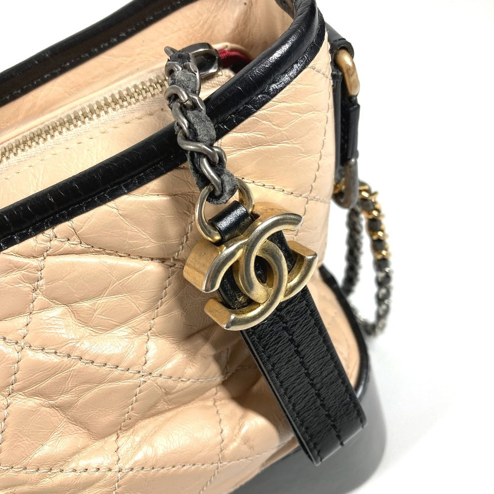 CHANEL A93824 Two-tone Gabriel Matelasse Quilted Crossbody Chain Shoulder Bag in Beige Leather